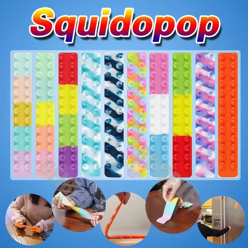 Suction Cup Squidpop Fidget Toy Square Pat Silicone Sheet Mix Rendom