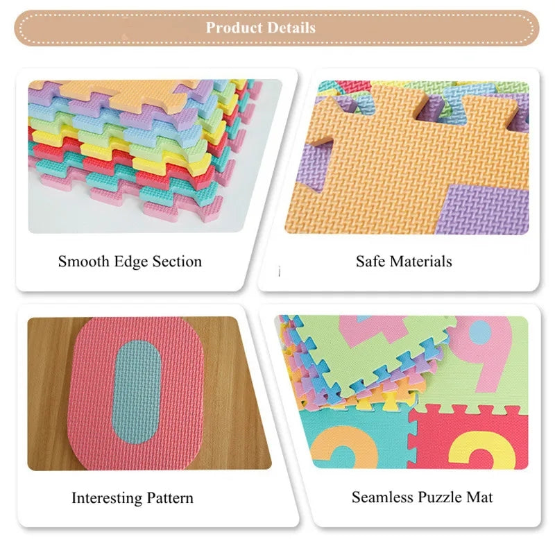 10 Pcs Numbers EVA Childer Fom Pad Baby Crawling Mat Puzzle