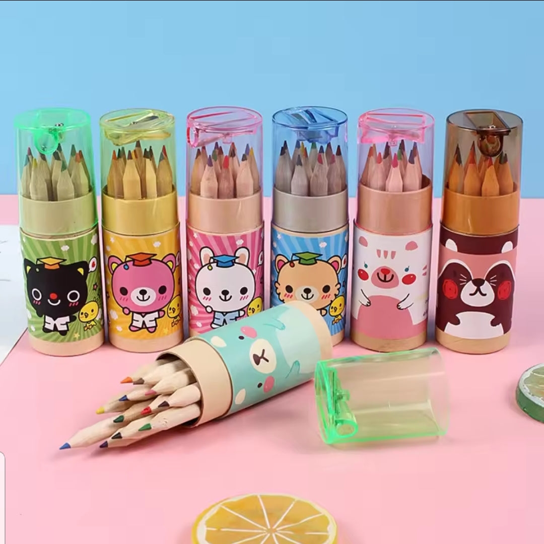 Small 12 pcs color pencils with sharpener