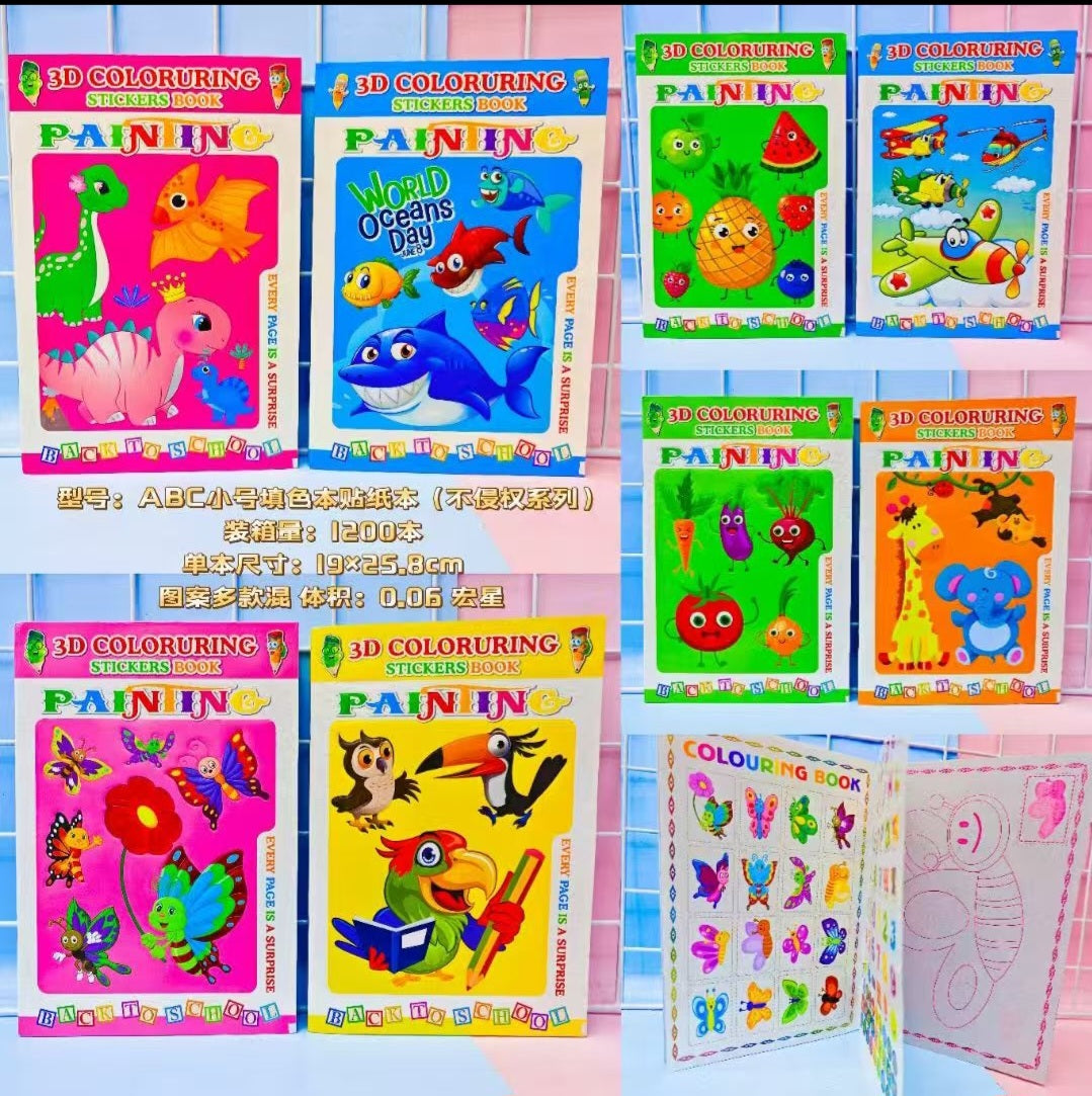 Kids' 3D Coloring & Painting Sticker Book – Learning Fun