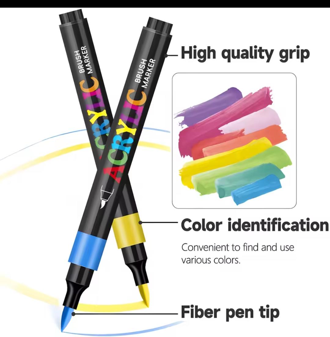 12 Piece Acrylic Brush Markers