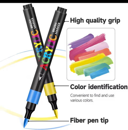 12 Piece Acrylic Brush Markers