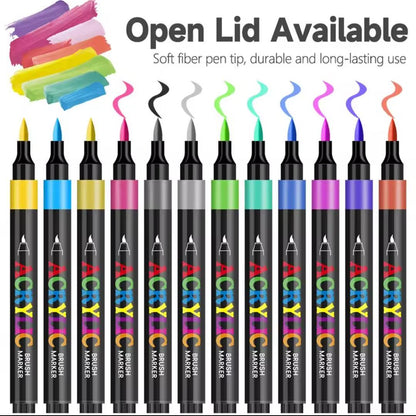 12 Piece Acrylic Brush Markers
