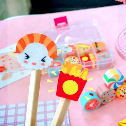 10Pcs Fast Food Themed Eraser