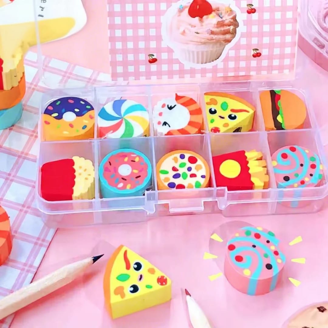 10Pcs Fast Food Themed Eraser