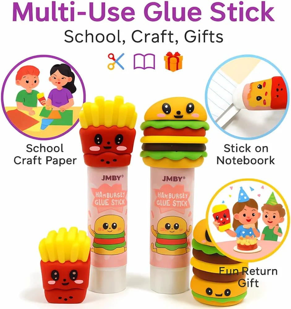 Glue Stick For Kids, Cute Burger & French Fries Design