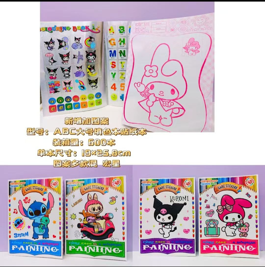 Kids' Mega 3D Coloring & Surprise Sticker Book – Large Edition