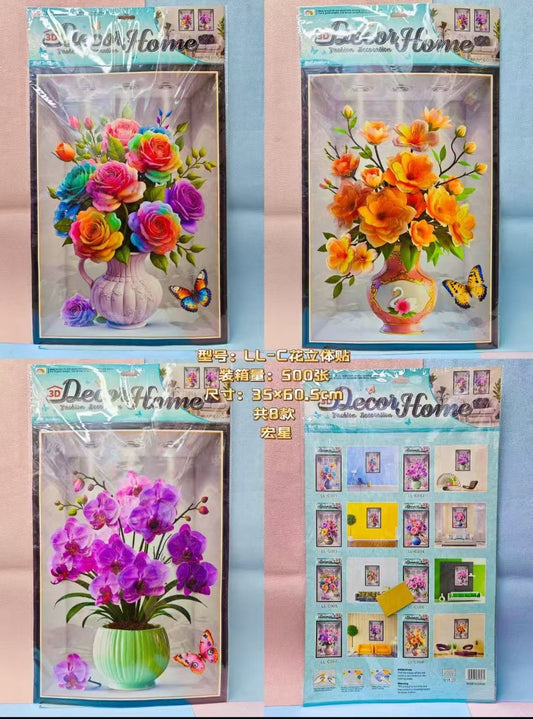 3D Luxury Potted Floral Wall Stickers – Modern Home Series