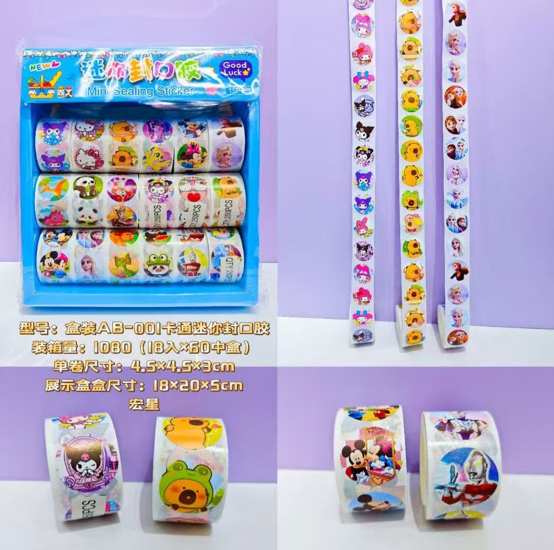 Kids' Mini Cartoon Sealing Sticker Rolls 1